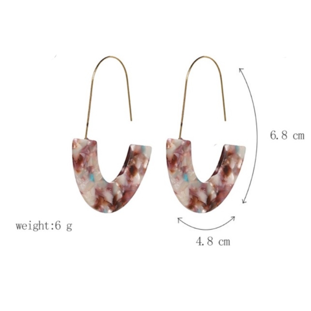 ✨Brown and Turquoise Resin Acrylic Drop Earrings - Picture 2 of 3